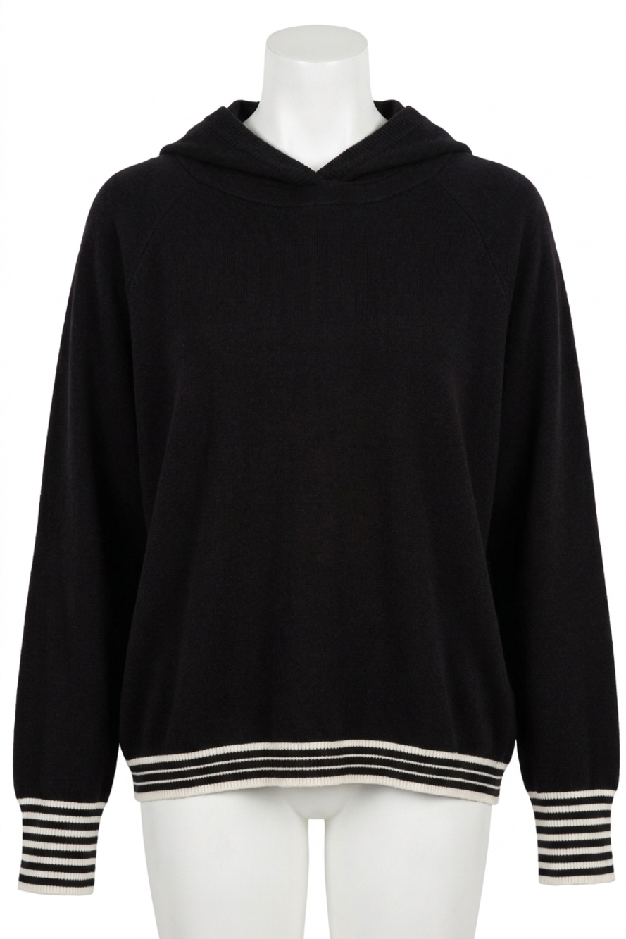 NEW SUNDAYS stripe cuff hoodie in black